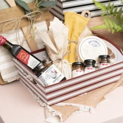 Hamper Tray Rigid Stripes Large Red White (33x23x12cmH)