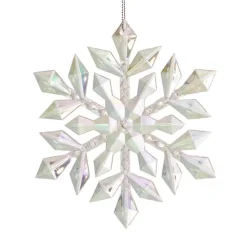 Hanging Acrylic Snowflakes Pack 2 Iridescent White (13cmD)
