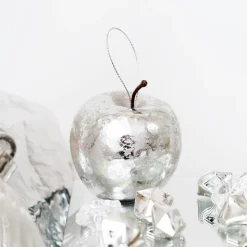 Hanging Apples Pack 4 Metallic Silver (5cmD)