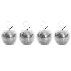 Hanging Apples Pack 4 Metallic Silver (5cmD)