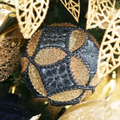 Hanging Assorted Baubles Set 9 Midnight Blue & Gold (10cmD)