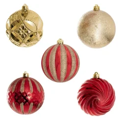 Hanging Assorted Baubles Set 9 Red & Gold (10cmD)