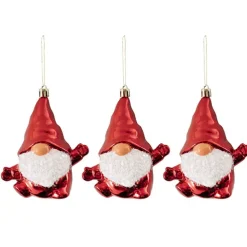 Hanging Christmas Gnomes Pack 3 Red (10x25x11cmH)