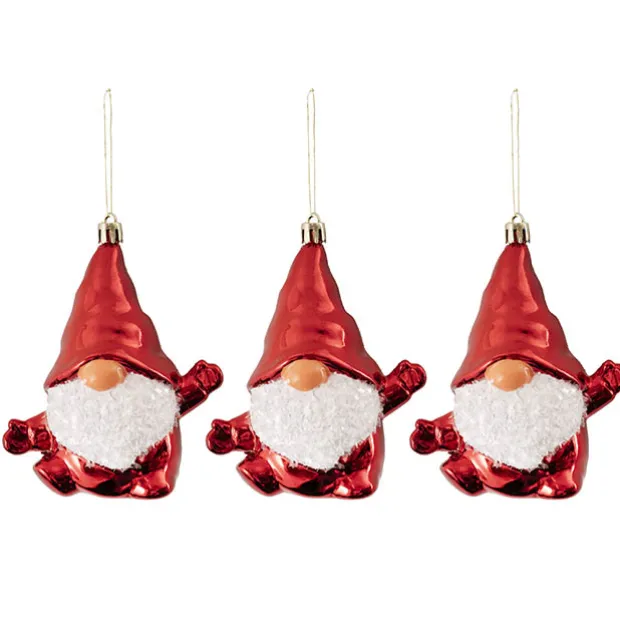 Hanging Christmas Gnomes Pack 3 Red (10x25x11cmH)