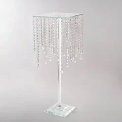 Hanging Crystal Centrepiece Stand Square Clear (84cmH)