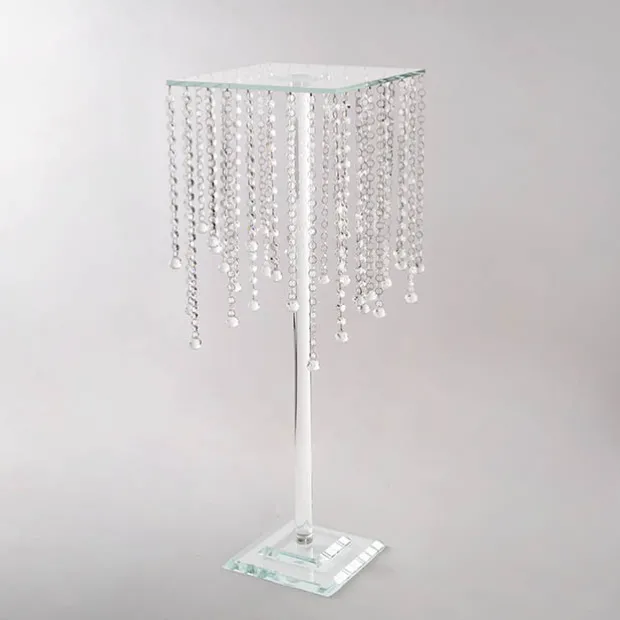 Hanging Crystal Centrepiece Stand Square Clear (84cmH)
