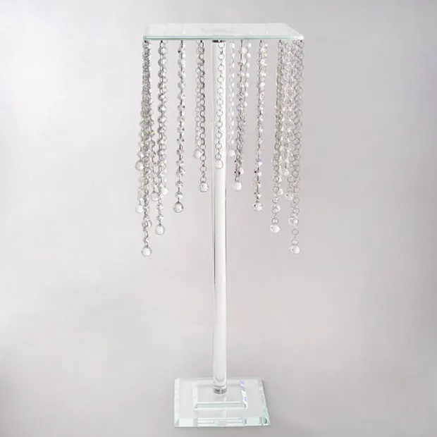 Hanging Crystal Centrepiece Stand Square Clear (84cmH)