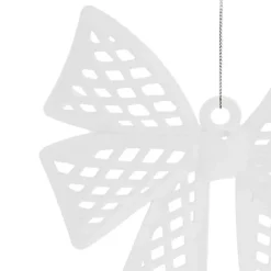 Hanging Flocked Bow White (16.5x24cmH)