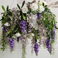 Hanging Floral Chandelier Large Single White (90cmDx100cmH)