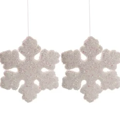 Hanging Giant Snowflakes Pack 2 Iridescent White (20cmD)