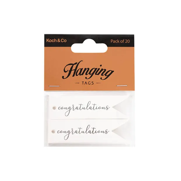 Hanging Gift Tags Congratulations Flag White Pk20 (7Lx2W)cm)