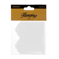 Hanging Gift Tags Folded White Pack 20 (5x9cmH)