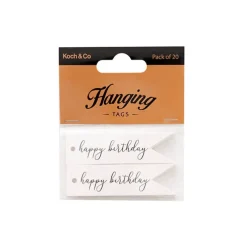 Hanging Gift Tags Happy Birthday Flag White Pk20 (7Lx2W)cm)