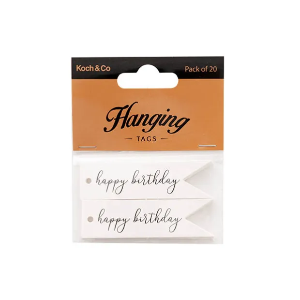 Hanging Gift Tags Happy Birthday Flag White Pk20 (7Lx2W)cm)