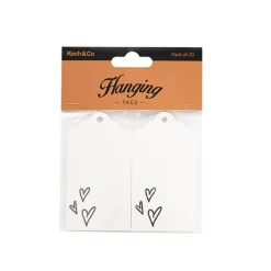 Hanging Gift Tags Scallop Hearts White Pack 20 (9Lx5W)cm)