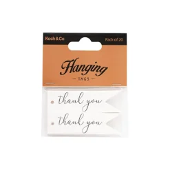 Hanging Gift Tags Thank You Flag White Pack 20 (7Lx2W)cm)