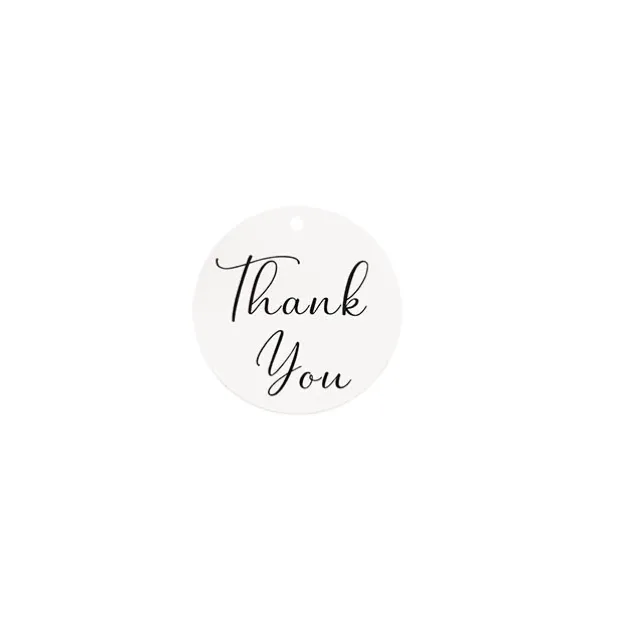 Hanging Gift Tags Thank You Round White Pack 20 (5cm)