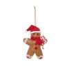 Hanging Gingerbread Man w Candy Cane Pack 2 Red (12cmH)