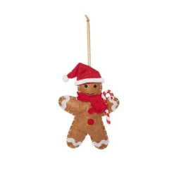 Hanging Gingerbread Man w Candy Cane Pack 2 Red (12cmH)