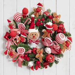 Hanging Gingerbread Man w Candy Cane Pack 2 Red (12cmH)