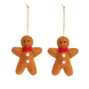 Hanging Gingerbread Man w Bow Tie Pack 2 Brown (11cmH)
