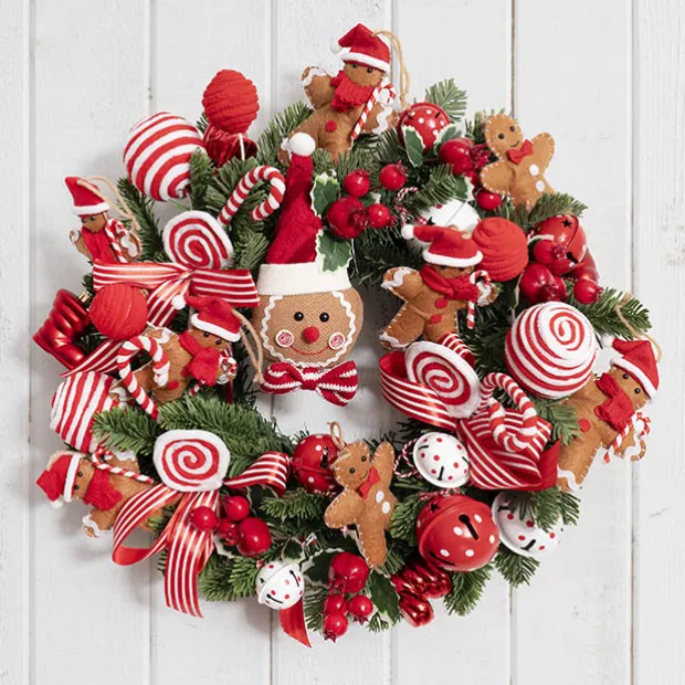 Hanging Gingerbread Man w Bow Tie Pack 2 Brown (11cmH)