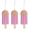 Hanging Icecream Popsicles w Sprinkles Pack 3 Pink (12cmH)