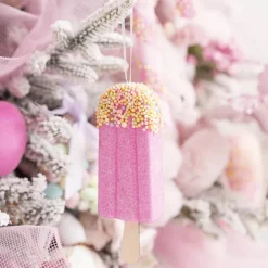 Hanging Icecream Popsicles w Sprinkles Pack 3 Pink (12cmH)