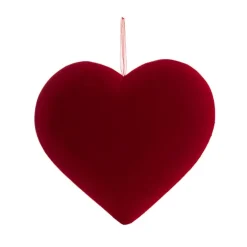 Hanging Large Love Heart Flocked Dark Red (30cmD)