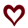 Hanging Love Heart Outline Flocked Dark Red (24cmD)