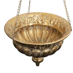 Hanging Metal Planter Pot Brushed Gold (34.5x94cmH)
