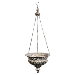 Hanging Metal Planter Pot Pewter Silver (34.5x94cmH)