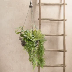 Hanging Metal Planter Pot Pewter Silver (34.5x94cmH)