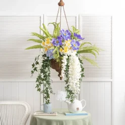 Hanging Metal Planter Pot Rustic Brown (34.5x94cmH)