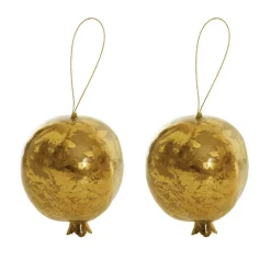 Hanging Pomegranate Pack 2 Metallic Gold (8cmD)