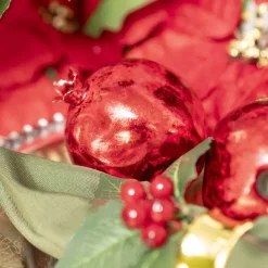 Hanging Pomegranate Pack 2 Metallic Red (8cmD)