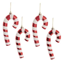 Hanging Striped Candy Cane Pack 4 Red (2x6.5x17cmH)
