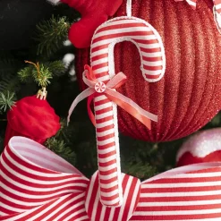 Hanging Striped Candycane Pack 3 Red & White (8x21cmH)