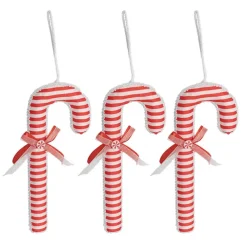 Hanging Striped Candycane Pack 3 Red & White (8x21cmH)