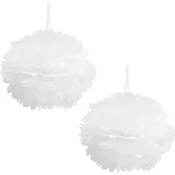 Hanging Tissue Pom Pom Pack 2 White (50cmD)