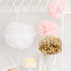 Hanging Tissue Pom Pom Pack 2 White (50cmD)