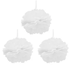 Hanging Tissue Pom Pom Pack 3 White (30cmD)