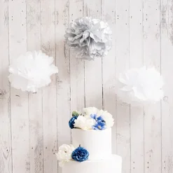 Hanging Tissue Pom Pom Pack 3 Silver (30cmD)