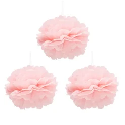Hanging Tissue Pom Pom Pack 3 Soft Pink (30cmD)