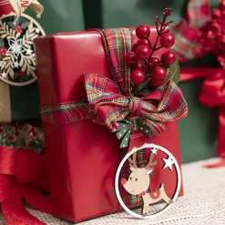 Hanging Wooden Reindeer Pack 2 Red (14cmH)