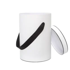 Hat Flower Box Deluxe Silhouette Round White Blk (25Dx35cmH)