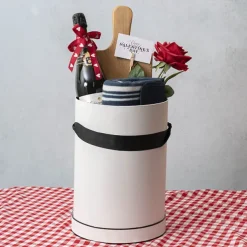 Hat Flower Box Deluxe Silhouette Round White Blk (25Dx35cmH)