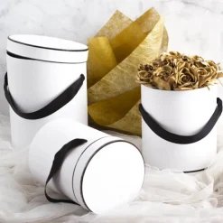 Hat Flower Box Deluxe Silhouette Set 3 White Bk(24.5Dx30cmH)