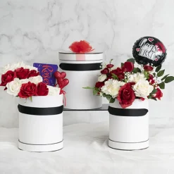 Hat Flower Box Deluxe Silhouette Set 3 White Bk(24.5Dx30cmH)