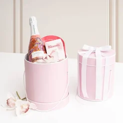 Hat Gift Box Deluxe with Handle Baby Pink (20Dx22cmH) Set 2